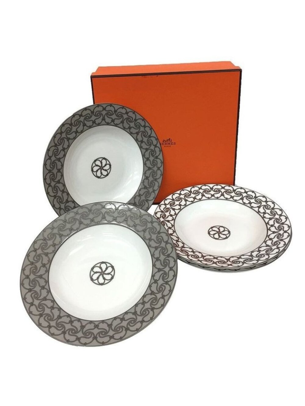 Hermes Fil D'argent Soup Plates Set Of 4 Medium Pasta